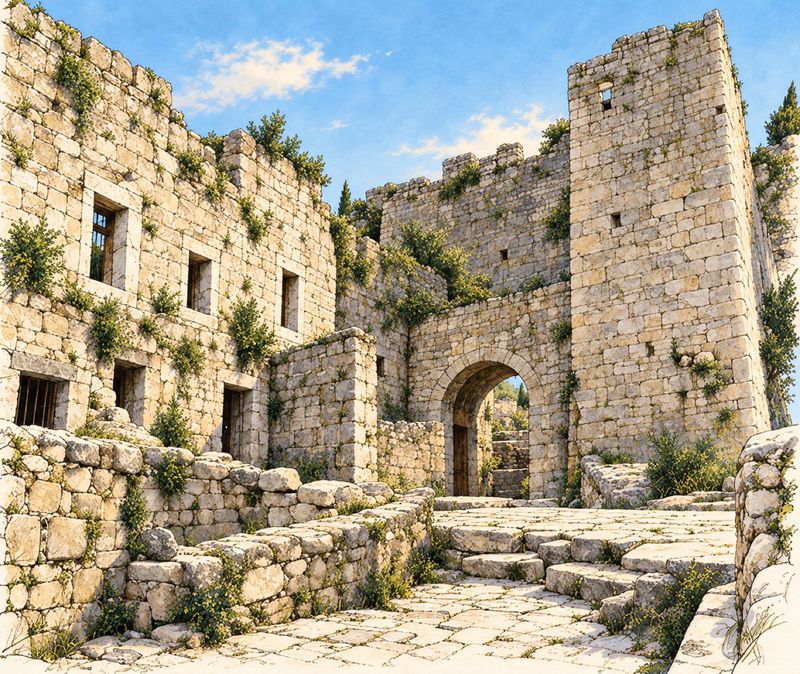 Roofless rooms and powder magazines open off small stone courtyards. Much of it was built by the Venetians, who held Kotor for nearly four centuries.