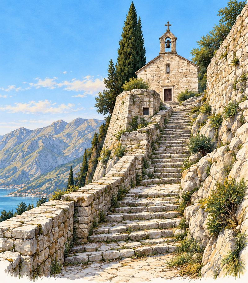 The church of Our Lady of Remedy stands halfway up the fortress steps. Almost everyone who climbs to San Giovanni stops here to get their breath.